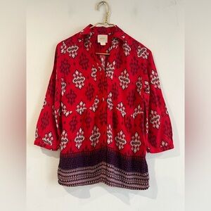 Antropologie Maeve Red Aztec Print 3/4 Sleeve
Button Down Blouse 2